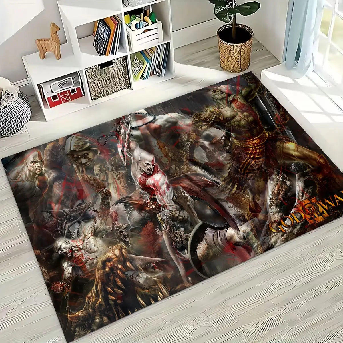 Alfombra de God of War Kratos para dormitorio, sala de estar, sofá, decoración del hogar, felpudo, alfombrilla antideslizante grande para juegos infantiles