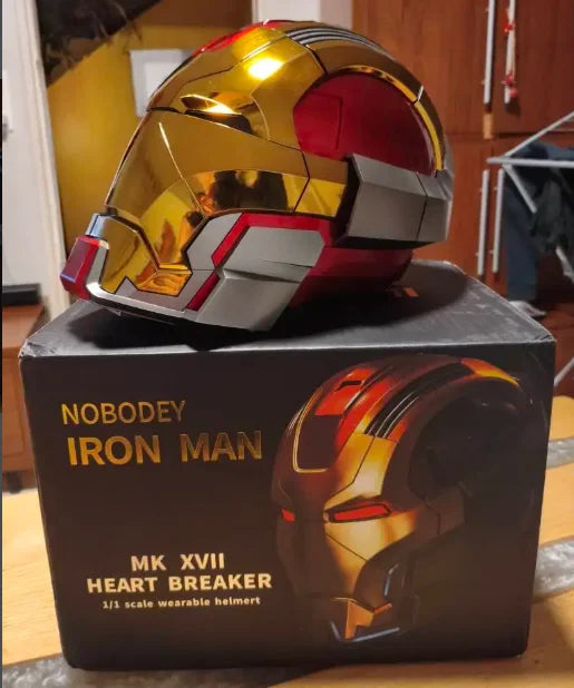 Casco de Iron Man Mk5 Mk50 Mk17 con Control por Voz Jarvis, Luz LED, Modelo de Juguete para Adultos, Regalo de Cumpleaños