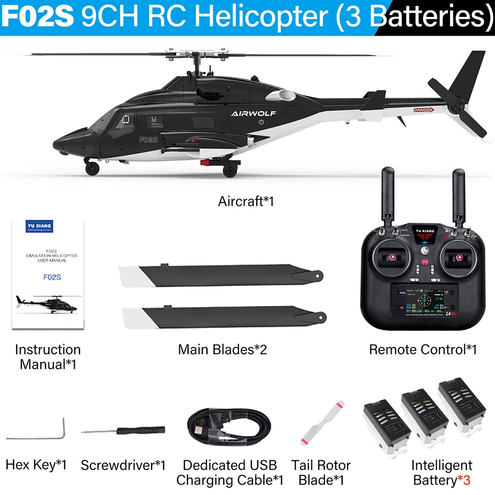 NUEVO Helicóptero RC YUXIANG Airwolf Escala 1:34 Avión 9CH GPS 2.4GHZ Doble Motor Aeronave RC