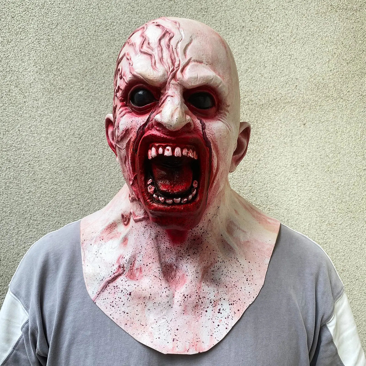 Bloody Zombie Full Head Latex Mask With Neck Piece Horror Halloween Cosplay Haunted House Party Costume Props