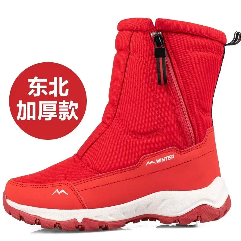Botas de invierno para hombre, botas de nieve cálidas a media pantorrilla, zapatos cálidos para hombre, botas de invierno de felpa gruesas para hombre y mujer, zapatos de algodón