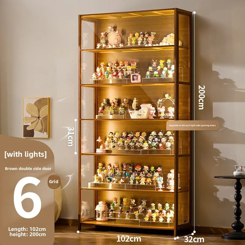 Vitrina de exhibición de madera maciza con puerta de vidrio de lujo, a prueba de polvo, diseño para modelos de cajas ciegas, gabinete de almacenamiento.
