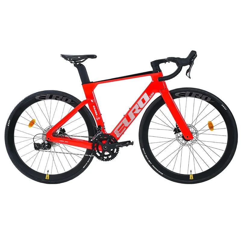 Bicicleta de carretera de fibra de carbono, grupo 105, 24 velocidades, frenos de disco hidráulicos, 8.8 kg, bicicleta de carretera para estudiantes, diseño aerodinámico, bicicleta de carreras con doble freno de disco