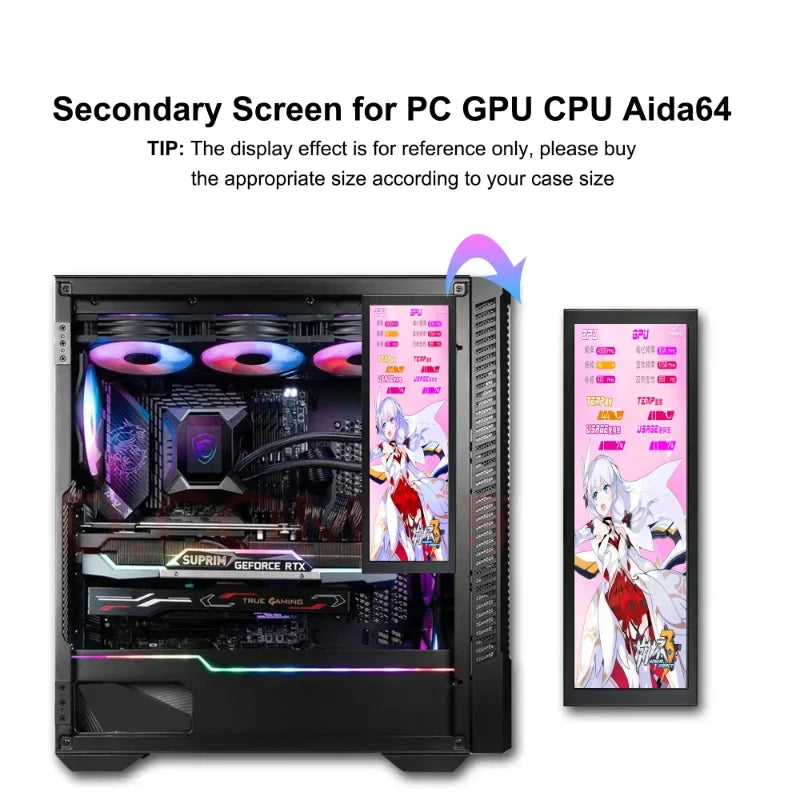 Mini Monitor HD de 7,84 pulgadas USB-C IPS pantalla LCD de barra estirada para ordenador portátil Aida64 CPU GPU monitoreo pantalla secundaria