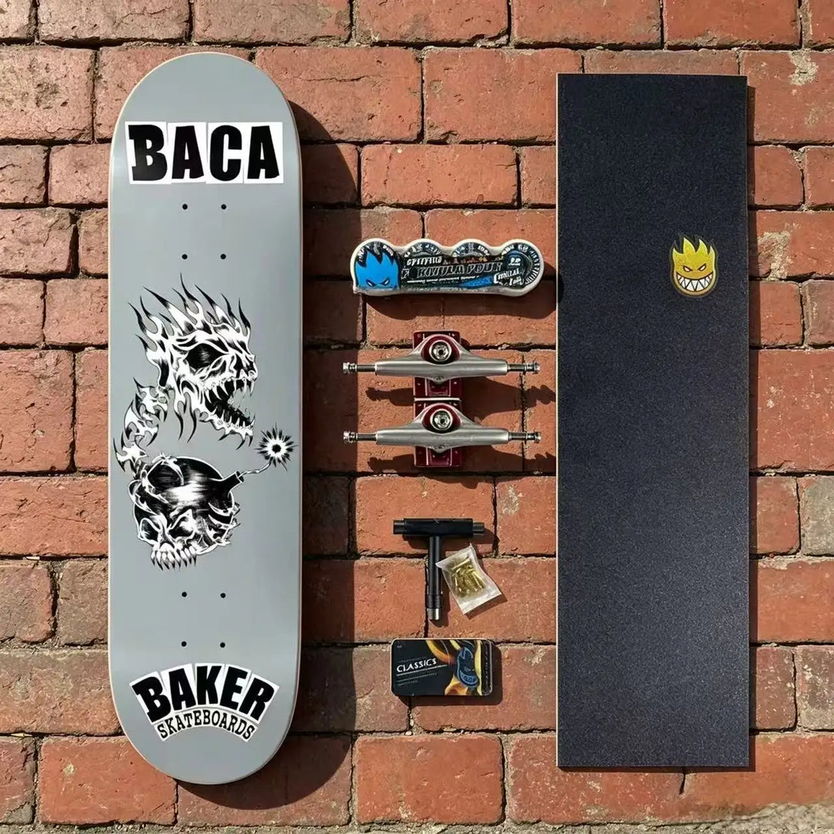 Patineta BAKER DEATH WISH de Alta Calidad, Completa, 100% Madera de Arce Canadiense, 7 Capas de Resina Epoxi Prensada en Frío, Tamaños 7.75, 8.0, 8.25, 8.5 Pulgadas