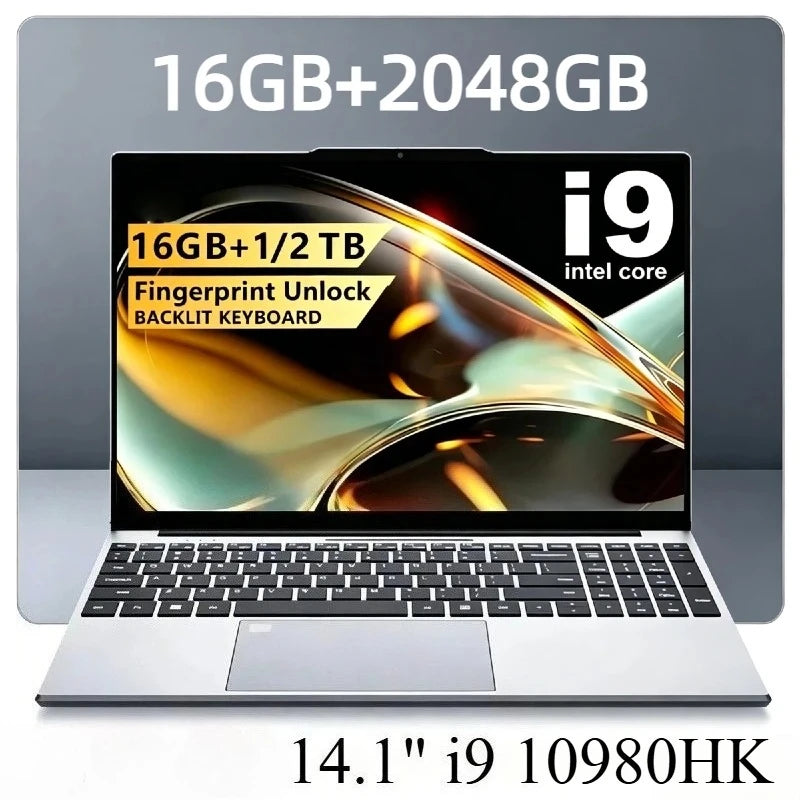 Portátil profesional de 14,1 pulgadas Intel Core i9 10980HK, 8 núcleos 16 hilos, 2,4 - 5,3 GHz, 16 MB, 45 W, 32 GB RAM, 2 TB SSD M.2, portátil para juegos y oficina, rápido, nuevo