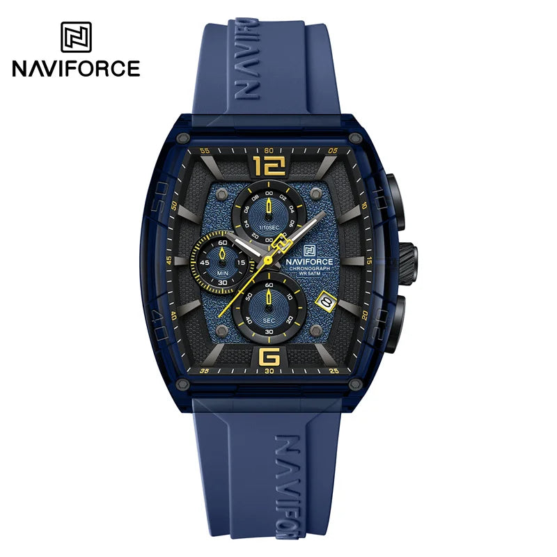 Reloj de moda para hombre de la mejor marca NAVIFORCE, cuarzo, correa de silicona, resistente al agua 50M, fecha, reloj de pulsera original para hombre 2025