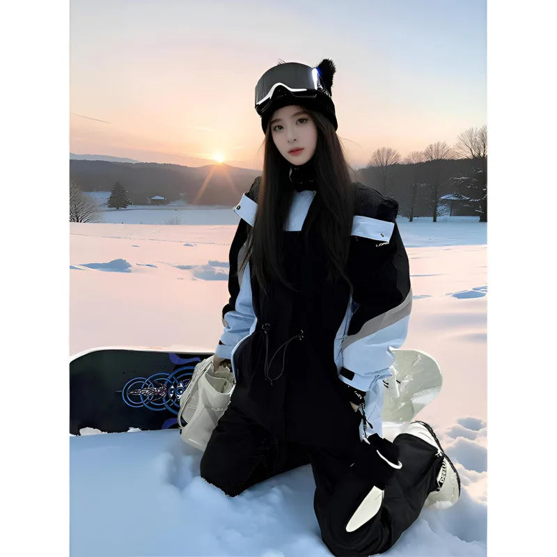 Conjunto de traje de esquí de invierno de alta calidad, mono de snowboard para hombre y mujer, impermeable, cortavientos, con aislamiento térmico, para deportes al aire libre y esquí.