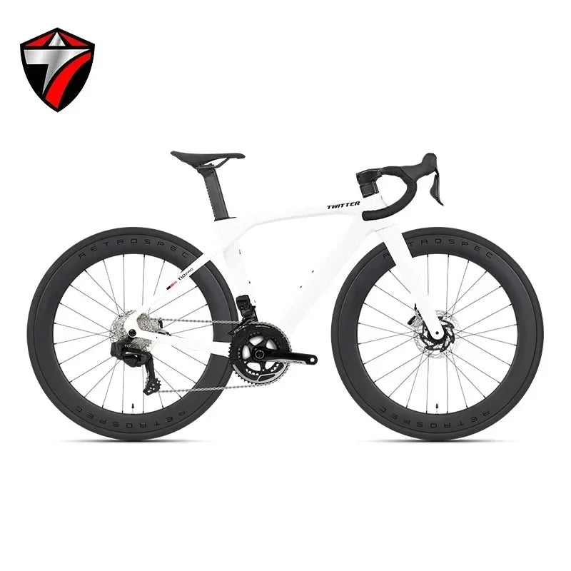Bicicleta de carretera TWITTER T10pro con velocidad variable electrónica, bicicleta de 24 velocidades EDS TX7100, fibra de carbono T800, freno de disco hidráulico