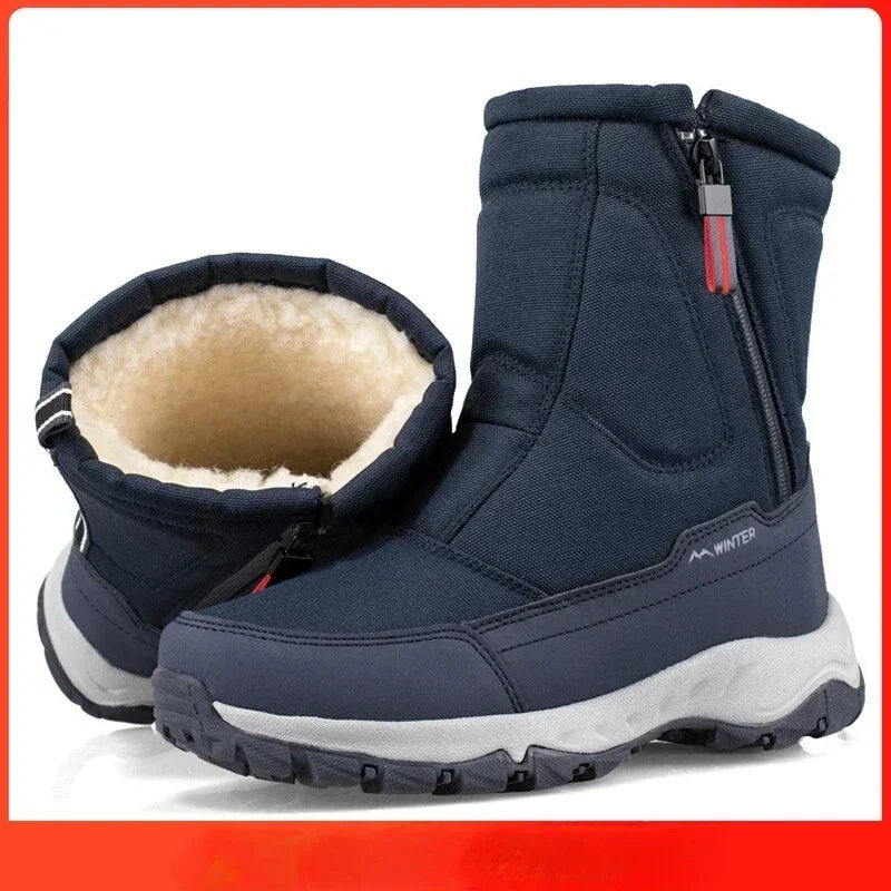 Botas de invierno para hombre, botas de nieve cálidas a media pantorrilla, zapatos cálidos para hombre, botas de invierno de felpa gruesas para hombre y mujer, zapatos de algodón