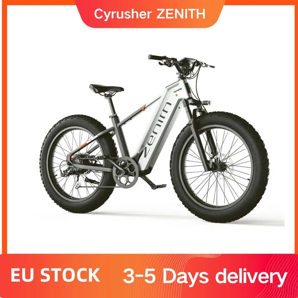 Cyrusher Zenith Adult Electric Bike 250w Motor 52V15Ah Battery 25Km/h Max Speed 96Km Range Shock Absorber 26 Inch Tire