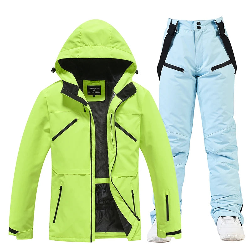 Conjunto de traje de esquí impermeable para hombre y mujer, traje de nieve, conjunto de chaqueta y pantalón de esquí, ropa de exterior, snowboard, en general
