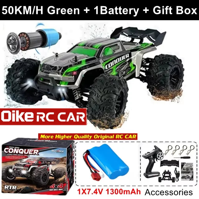 Coche teledirigido Oike 4WD 1:16 80 km/h super sin escobillas 50 km/h con escobillas, 4x4 todoterreno, camión de carreras de alta velocidad, buggy de juguete