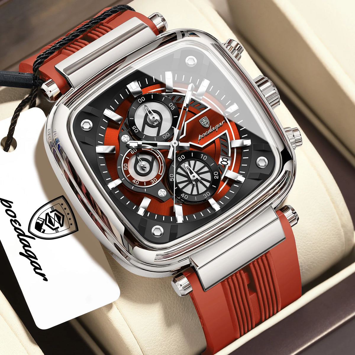 POEDAGAR Sports Watches For Men Fashion Waterproof Luminous Date Man Wristwatch Chronograph Quartz Silicone Men Watch Male Reloj