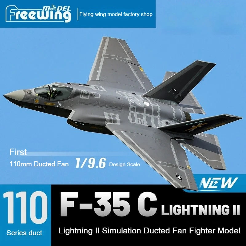 Avión RC Freewing F-35 C Lightning II de 110 cm de envergadura, ala fija eléctrica con ventilador canalizado de 110 mm, modelo de caza F-35C