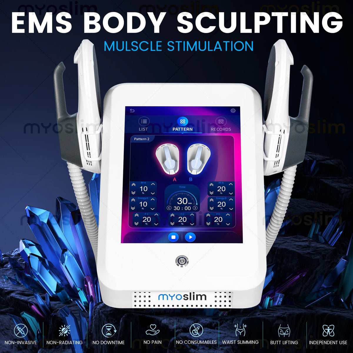 Máquina esculpida EMS RF, grasa reducida, MYOslim, escultura corporal, adelgazante, dispositivo electromagnético portátil de estimulación muscular pélvica