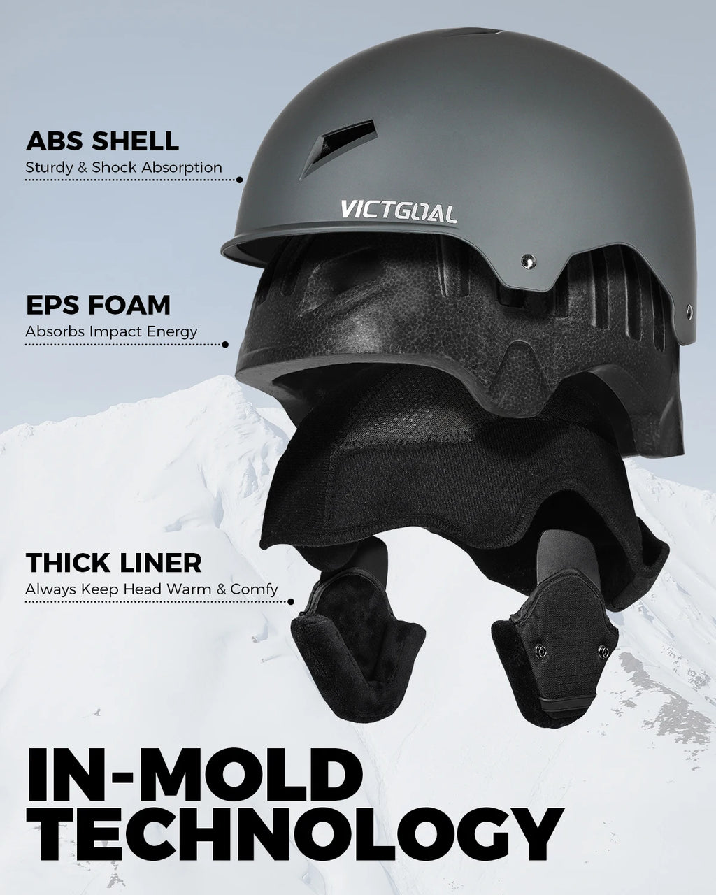 Cascos de esquí de invierno VICTGOAL con forro térmico, cascos de seguridad a prueba de frío para hombres y mujeres, para snowboard, skateboard, esquí y deportes, equipo de protección para la cabeza.