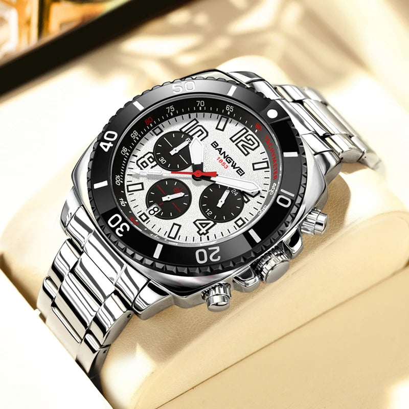 Reloj militar para hombre BANGWEI, reloj de pulsera de cuarzo resistente al agua, reloj deportivo, reloj de negocios para hombre, Relogios Masculino