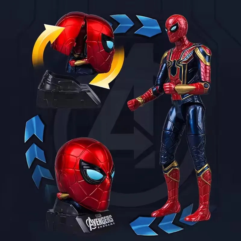 Figura de acción deformable con forma de cabeza de Iron Man de Marvel, modelo de Spider-Man con articulaciones móviles, muñeco educativo para niños
