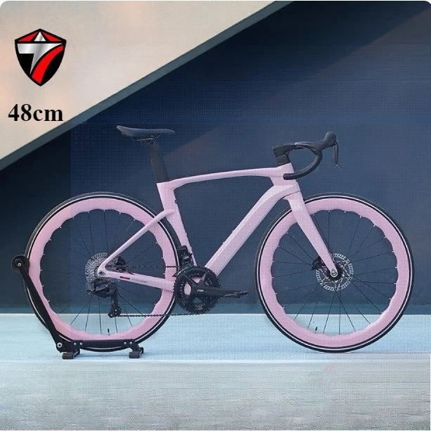 Bicicleta de carretera de fibra de carbono TWITTER T800, enlace Bluetooth, cambio electrónico de 24 velocidades, frenos de disco hidráulicos, bicicleta de carreras aerodinámica