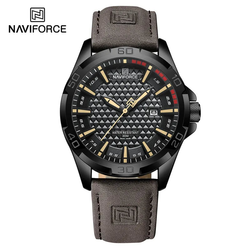 Reloj de pulsera para hombre NAVIFORCE de alta calidad, popular, de cuarzo, estilo casual, deportivo, de lujo, para negocios, con correa de piel