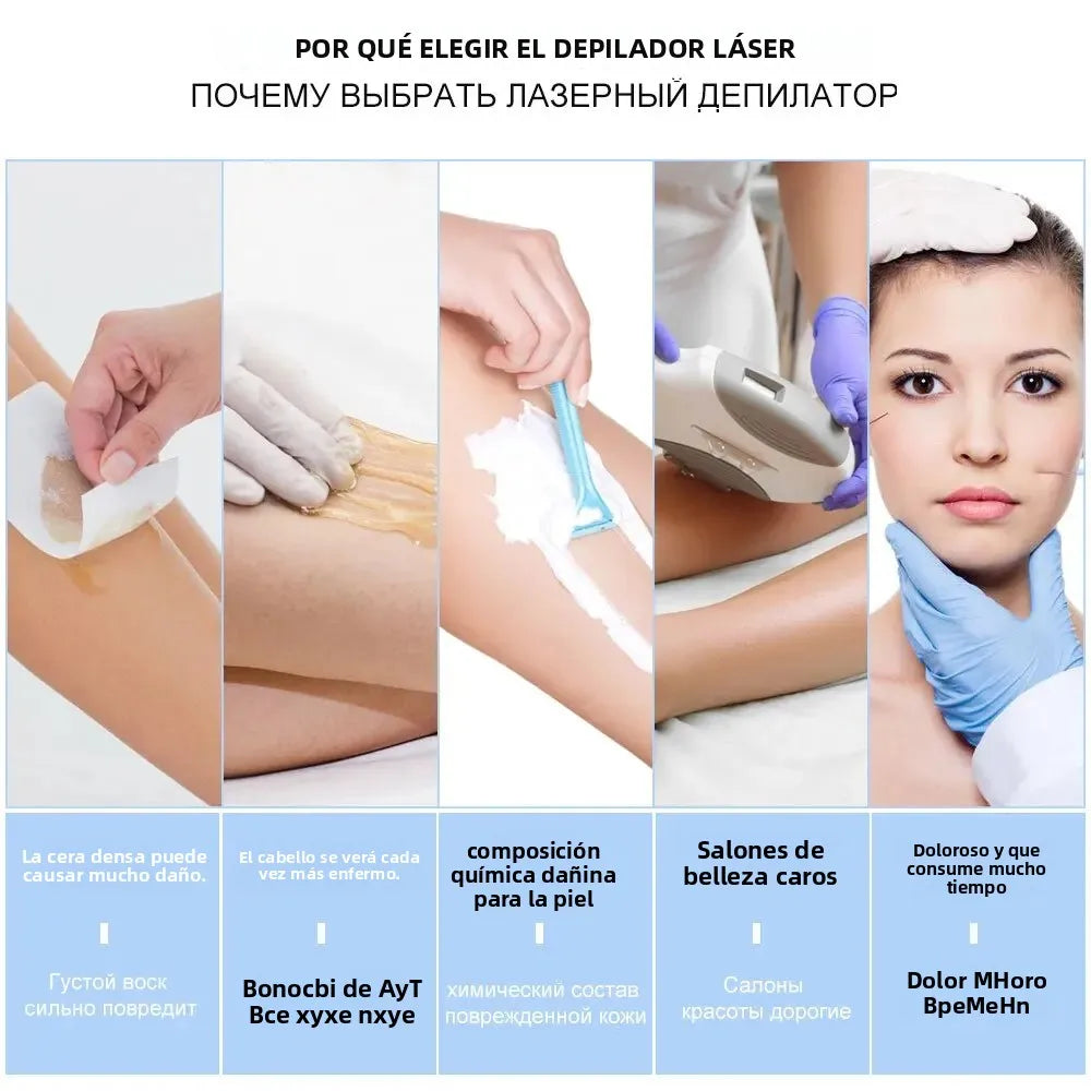 Dispositivo de Depilación IPL 10 Beauty Care, 990000 Flashes, Indoloro y Permanente para Mujeres, Rostro, Cuerpo, Bikini, Pantalla LED, Uso Doméstico