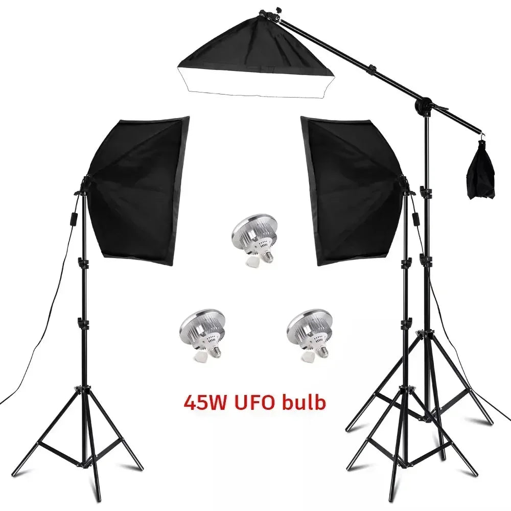 SH 1pc-3Pcs Kit de Iluminación Softbox para Fotografía 50x70CM, Sistema de Luz Profesional con Bombillas Fotográficas E27 para Estudio Fotográfico