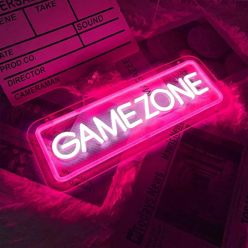 Game Zone Neon Sign Custom Neon Signs Game Room Decor USB Led Light for Dorm Room Decoration Home Wall Decor Personalized Gift
