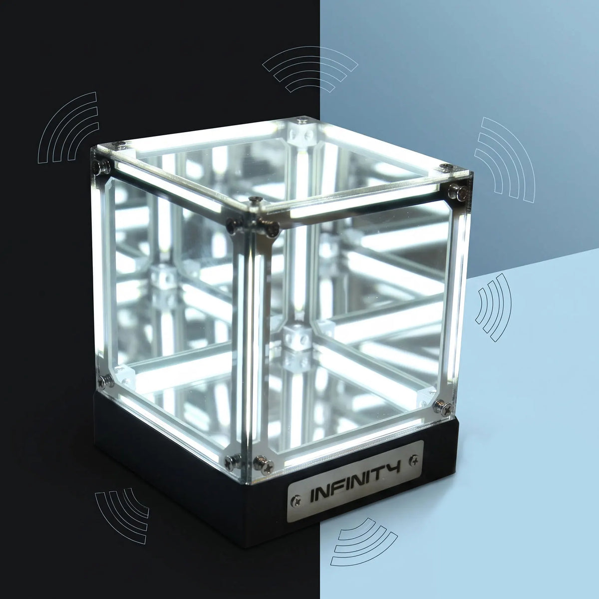 Caja de luz LED ABUI Hypercube, vitrina de figuras para lámpara de mesa inalámbrica DIY, adorno de túnel de abismo 4D, luz blanca