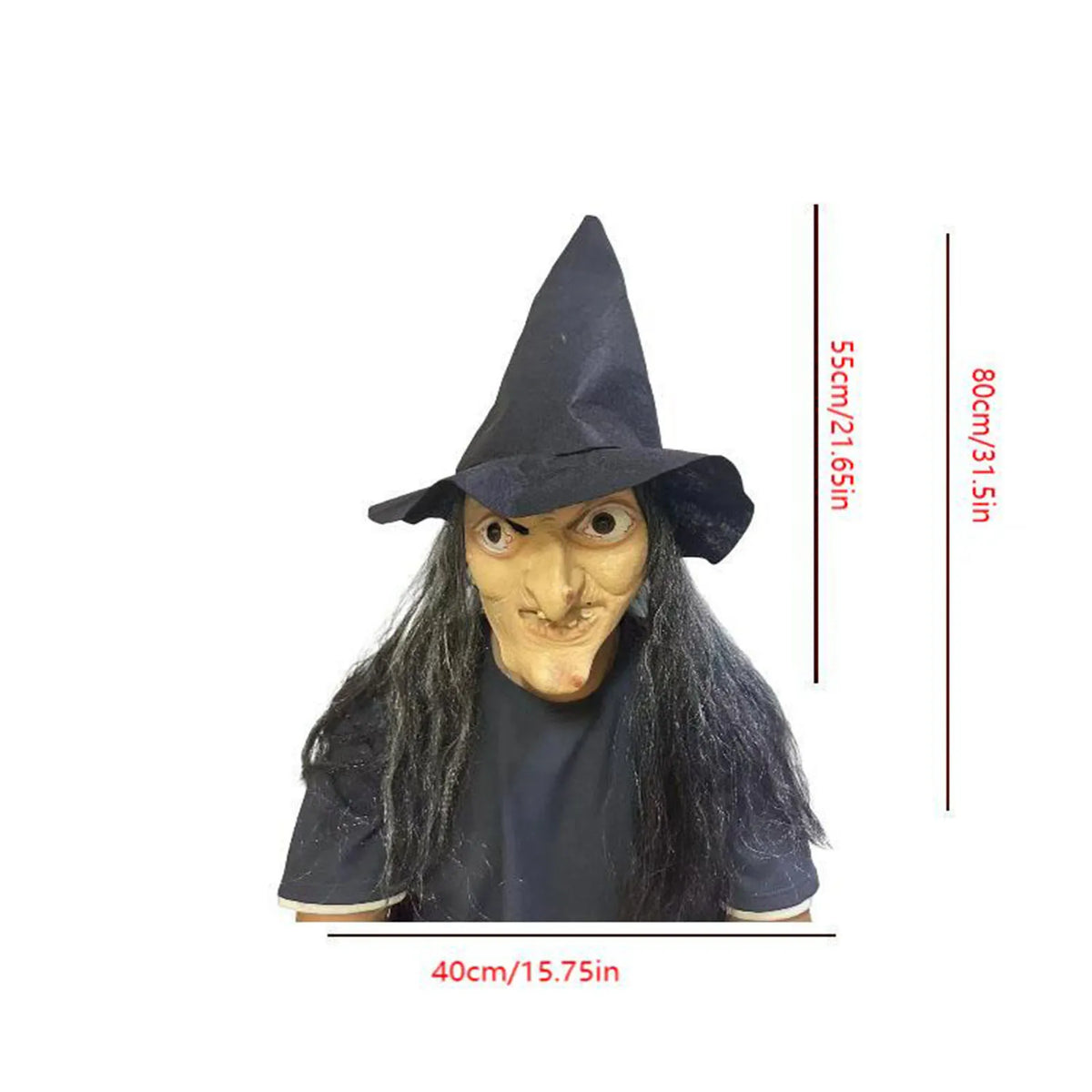 Máscara de bruja vieja de terror para Halloween con sombrero, Cosplay de payaso aterrador, Hag, máscaras de látex, cara verde, nariz grande, accesorios de fiesta de disfraces para mujeres mayores
