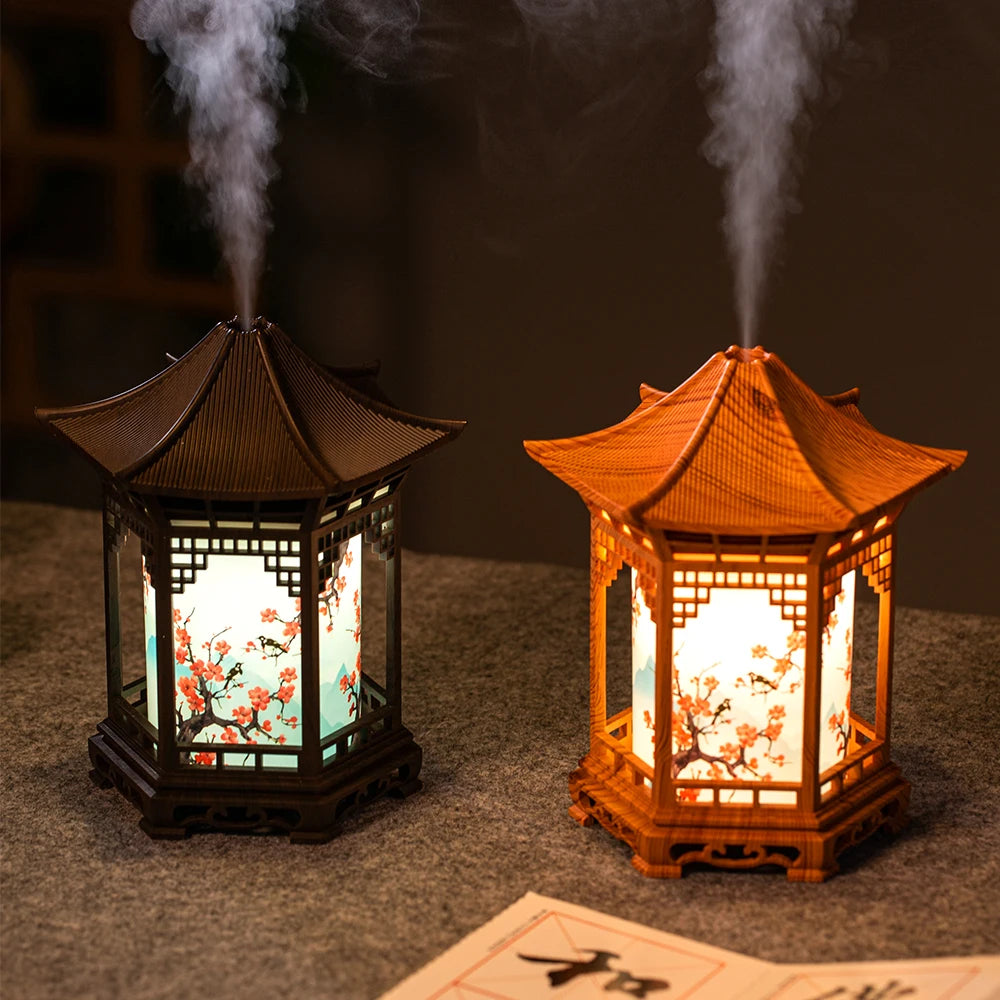 Humidificador con Diseño de Estilo Chino, Luz Nocturna Decorativa Creativa y Única con Pulverización Delicada para Mejorar la Calidad del Aire