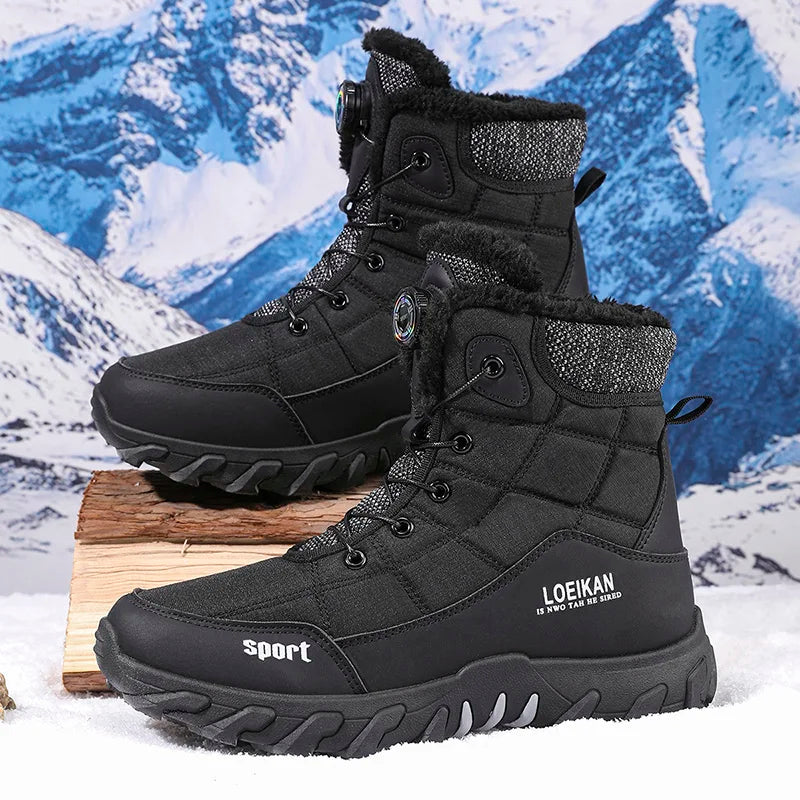 2025 Botas de nieve cómodas y gruesas con forro polar para hombre, zapatos cálidos y versátiles para exteriores, nuevo estilo de invierno, a la moda