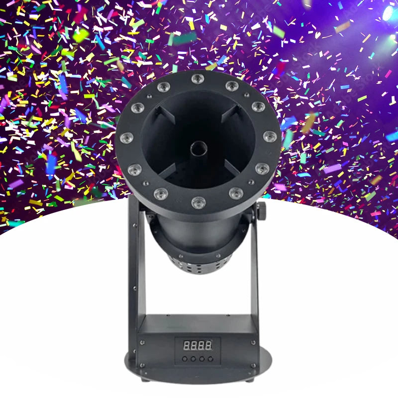 Máquina de confeti LED de 1500W, a todo Color, RGB, 3 en 1, DMX, efectos especiales para escenario, cañón de confeti, DJ, discoteca, fiesta de boda, pulverizador de confeti
