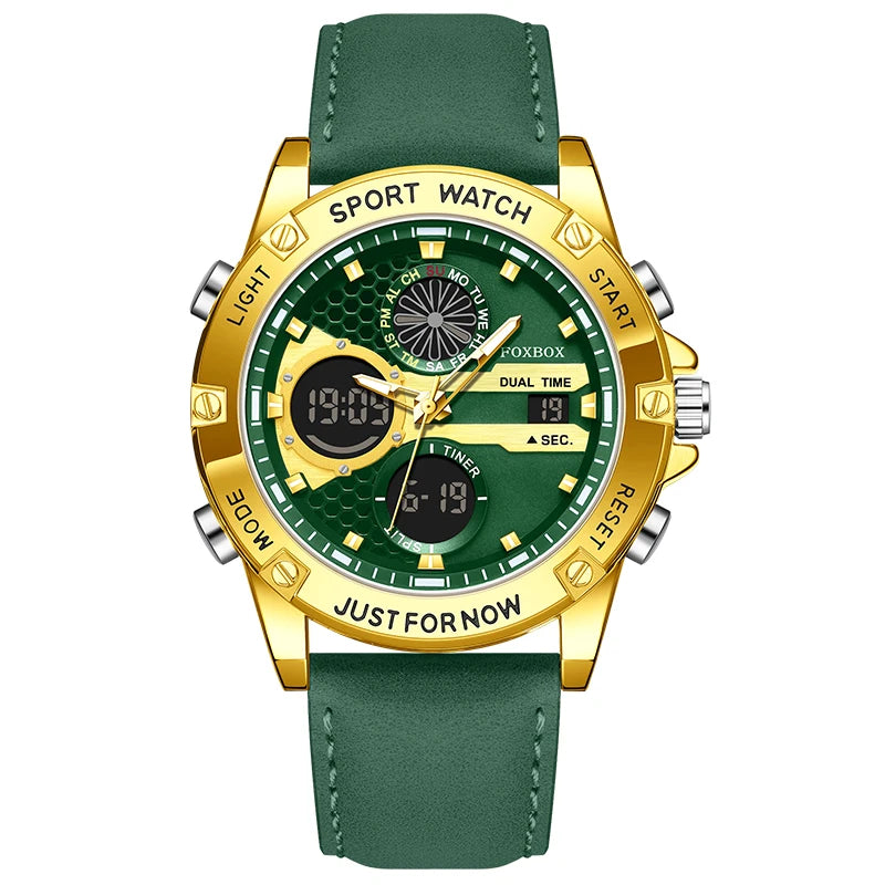 Reloj LIGE de alta gama para hombre, reloj de pulsera de cuarzo con cronógrafo, militar, deportivo, resistente al agua y con correa de piel