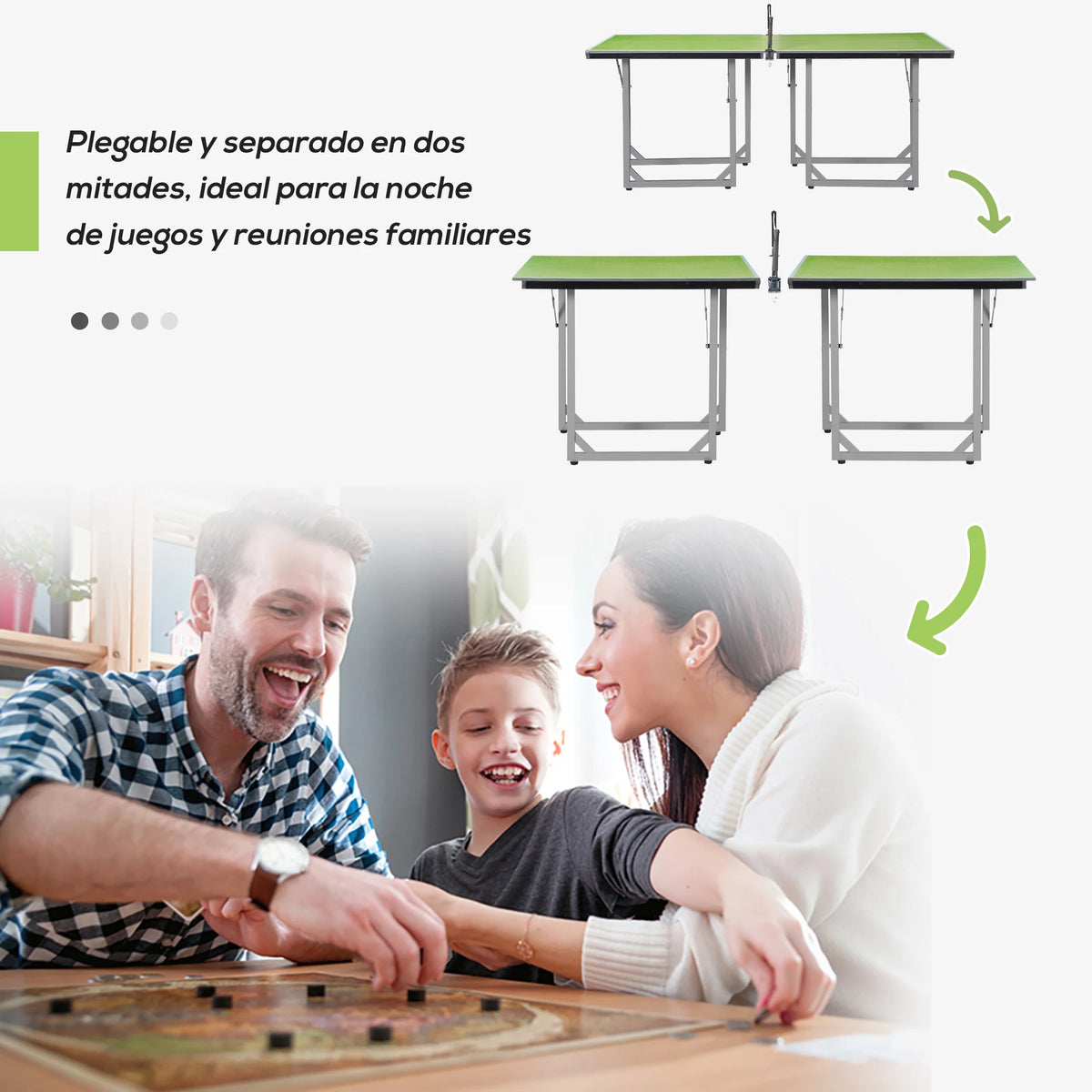 HOMCOMMesa de Ping-Pong Plegable con Red y Marco de Acero Fácil de Transportar para Interior y Exterior 182x91x76 cm Verde