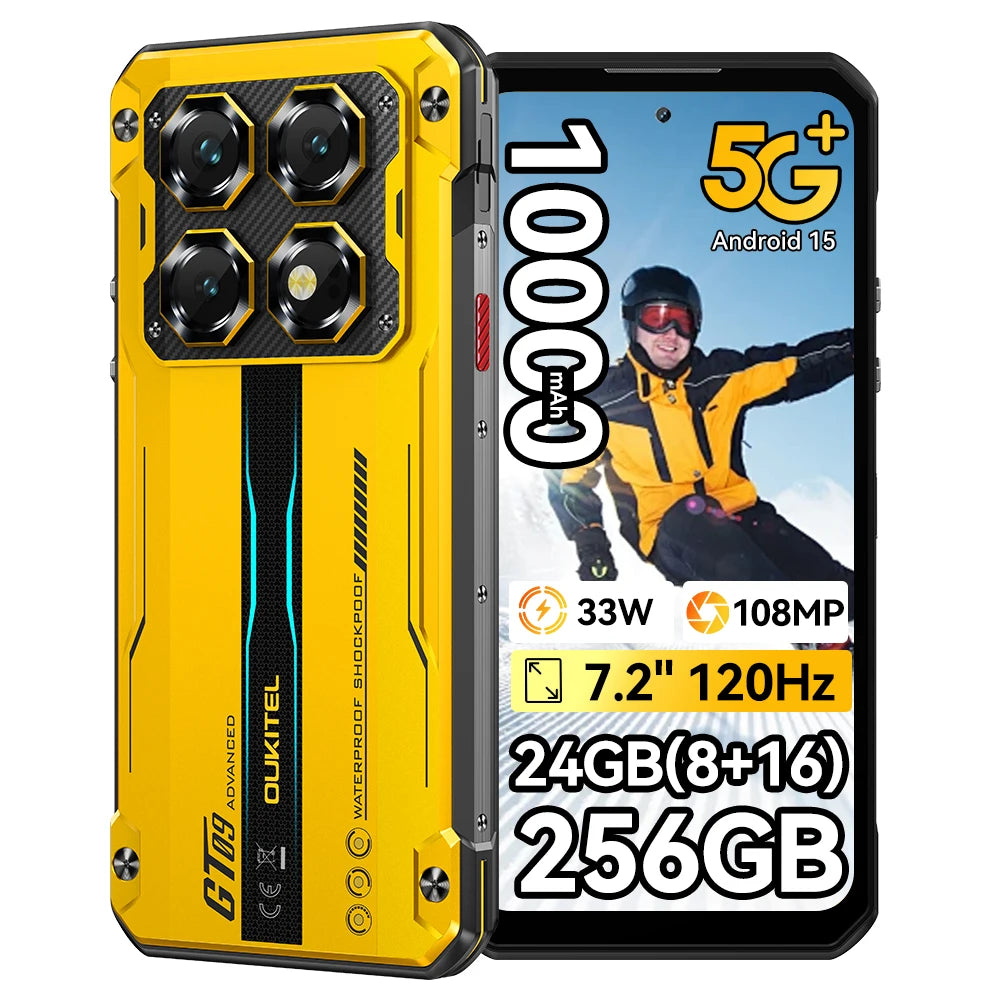 Teléfono ultra resistente OUKITEL WP60 5G 24GB(8+16) 256GB / 36GB(12+24) 512GB Smartphone 7,2” HD+ 120Hz 10000mAh 108MP Android 15 NFC
