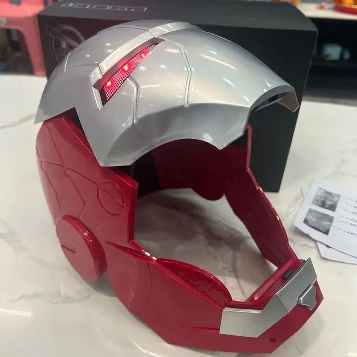 Máscara de Iron Man 1:1, casco de dibujos animados, eléctrico, portátil, apertura y cierre automático, modelo de juguete de tendencia para adultos, regalo de cumpleaños