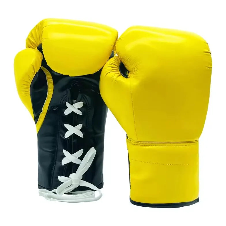 Guantes de Boxeo de Fibra Ultrafina con Cordones y Logotipo Personalizado, 10oz-16oz, Transpirables y Antideslizantes, Adecuados para Boxeo, MMA, Taekwondo y Entrenamiento para Adultos