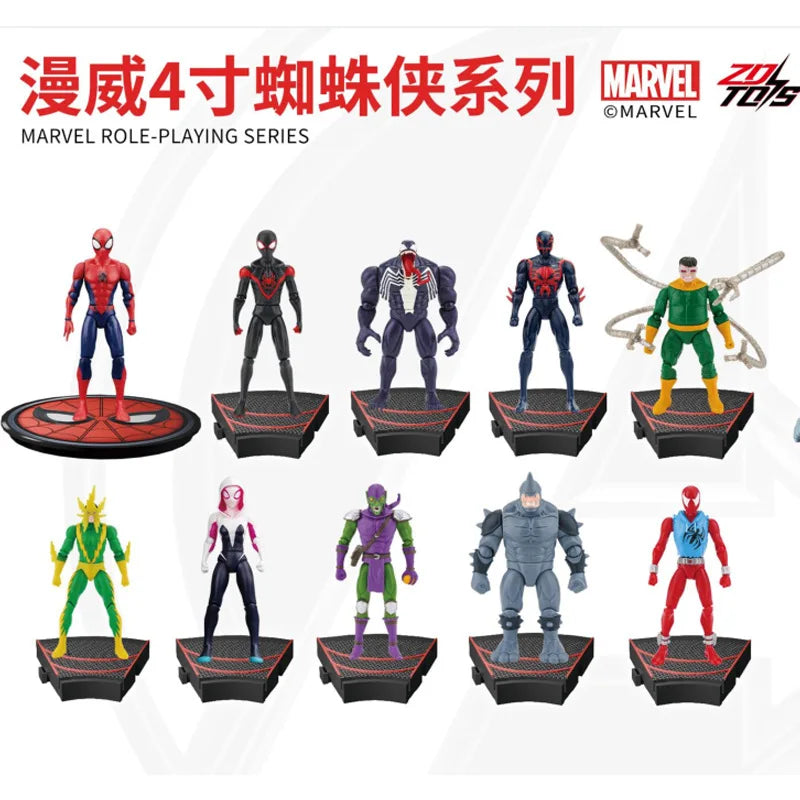 ZD Original Spider Man 4 pulgadas verde GOBLIN Doctor pulpo VENOM figuras de acción MILES GWEN ELECTRO SCARLET SPIDER 2099 juguetes de rinoceronte