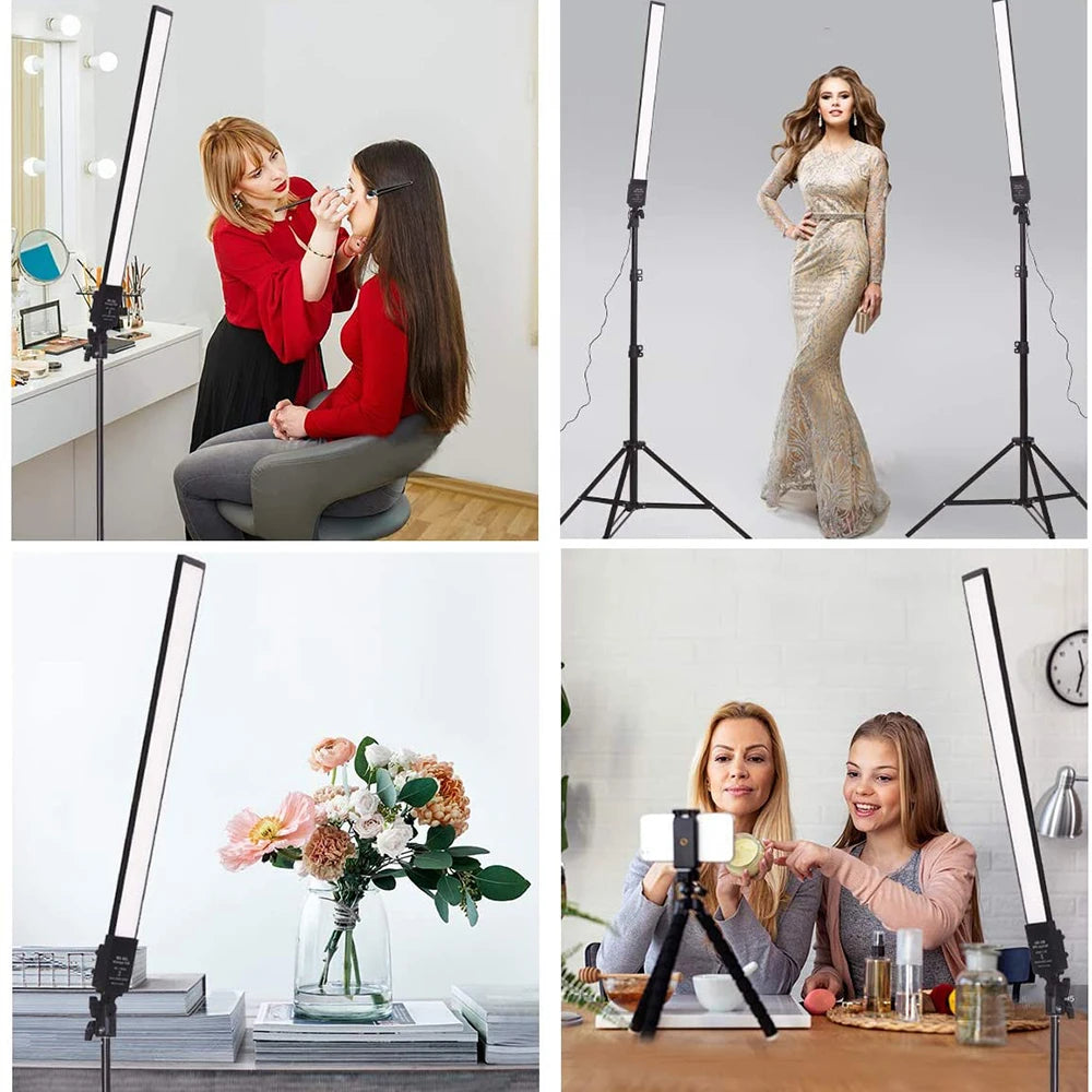 Panel de luz LED para estudio fotográfico, lámpara de relleno de vídeo de 3200-5600K, iluminación de fotografía con trípode para transmisión en vivo, Youtube, Tiktok, Volg