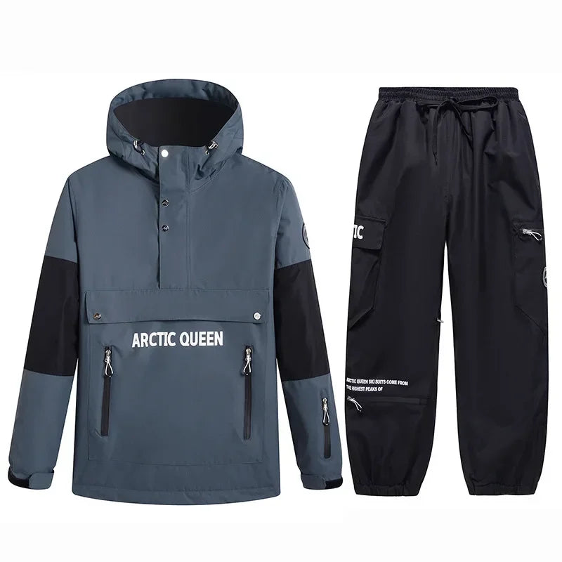 Conjuntos de Trajes de Nieve para Hombre y Mujer, Ropa de Snowboard, Ropa de Invierno para Exteriores, Sudadera con Capucha, Traje Impermeable, Chaqueta de Esquí + Pantalones