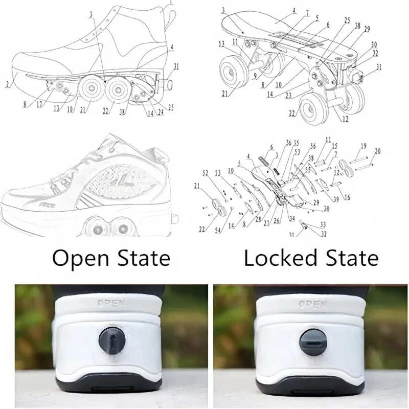 Patines con Ruedas para Niños y Niñas, Zapatos Deportivos con Ruedas, Patines de Ruedas, Regalos para Niños