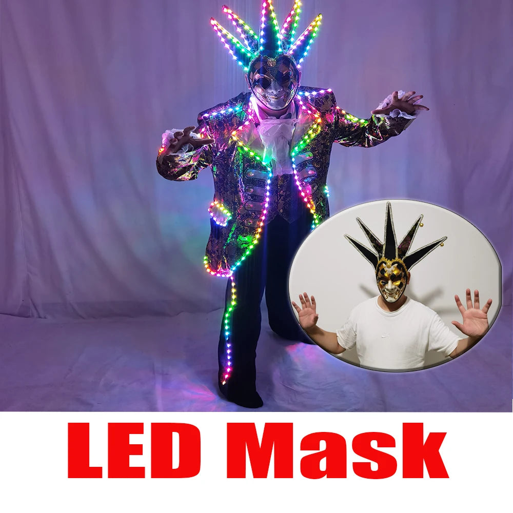 Traje LED de Colores Completos para Disfraz de Tron con Máscara - Traje Luminoso para Fiestas y Eventos