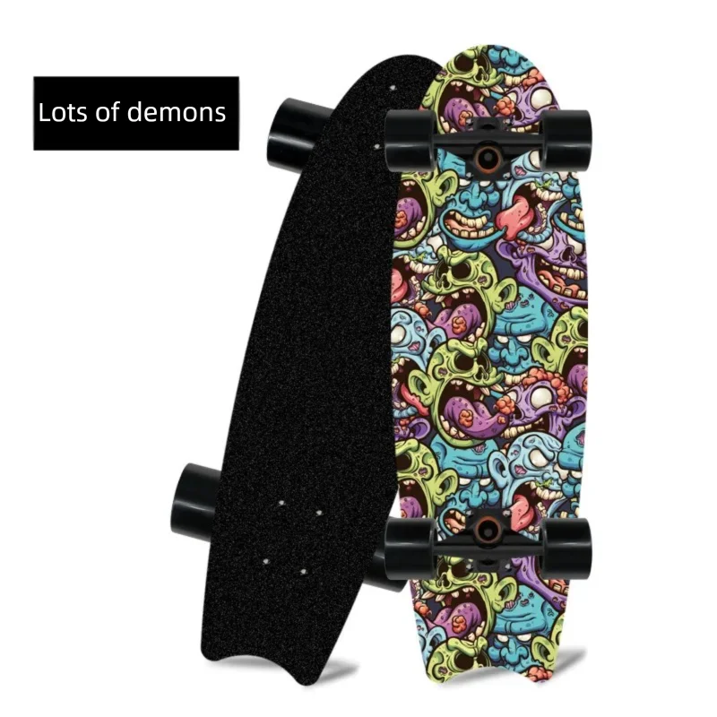 Patineta de madera de arce con cuatro ruedas y diseño de cola de pez, ideal para principiantes, para desplazarse y practicar patinaje urbano.