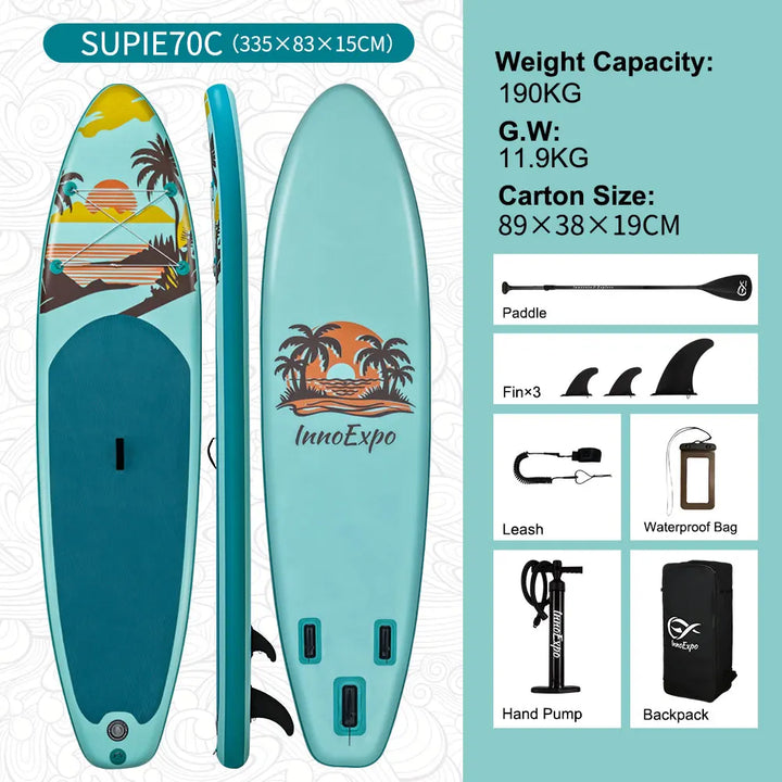 Tabla de Paddle Surf Inflable InnoExpo, Tabla de Surf, Tabla de SUP, Antideslizante, para Deportes Acuáticos