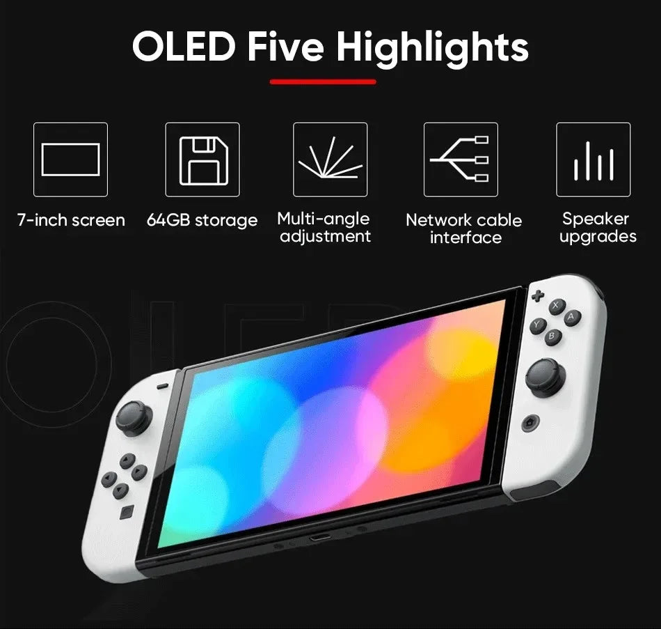 Nintendo Switch Modelo OLED Pantalla de 7 pulgadas Joy‐Con Mango Audio mejorado Consola ajustable Modo de TV estable Videojuego