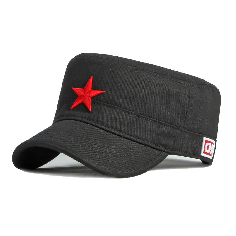 Gorra de béisbol plana de primavera para hombre, gorra tipo "dad" con bordado de pentagrama en 3D, gorra plana de béisbol con estrella roja, gorra de visera para uso diario y actividades al aire libre para hombre