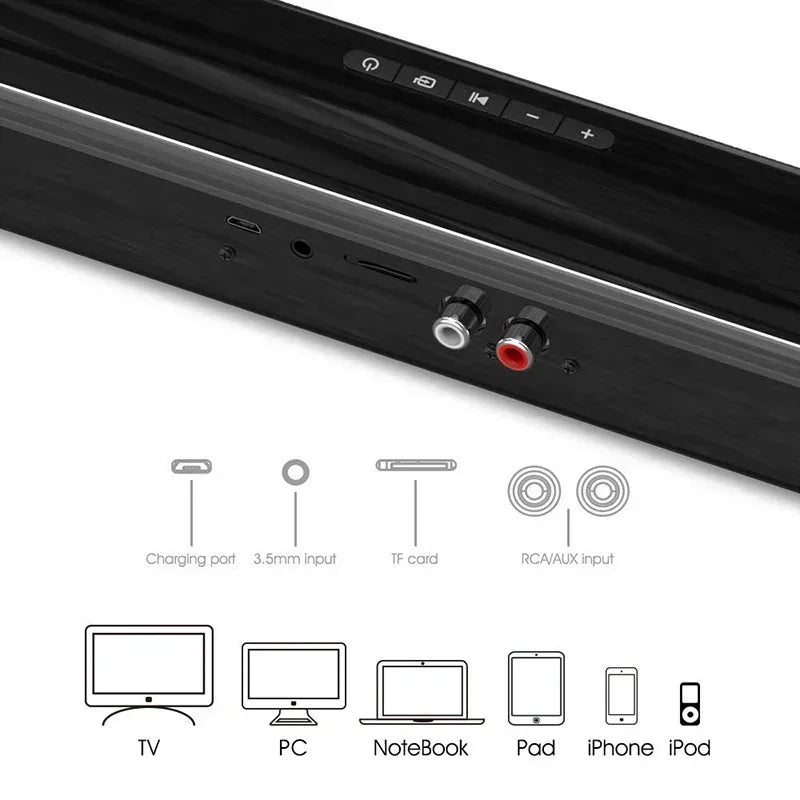 Barra de Sonido, Sistema de Sonido para Cine en Casa, Altavoz Bluetooth, Altavoz para TV y Computadora, Equipo con Subwoofer Portátil, Centro de Música con Radio, 40W