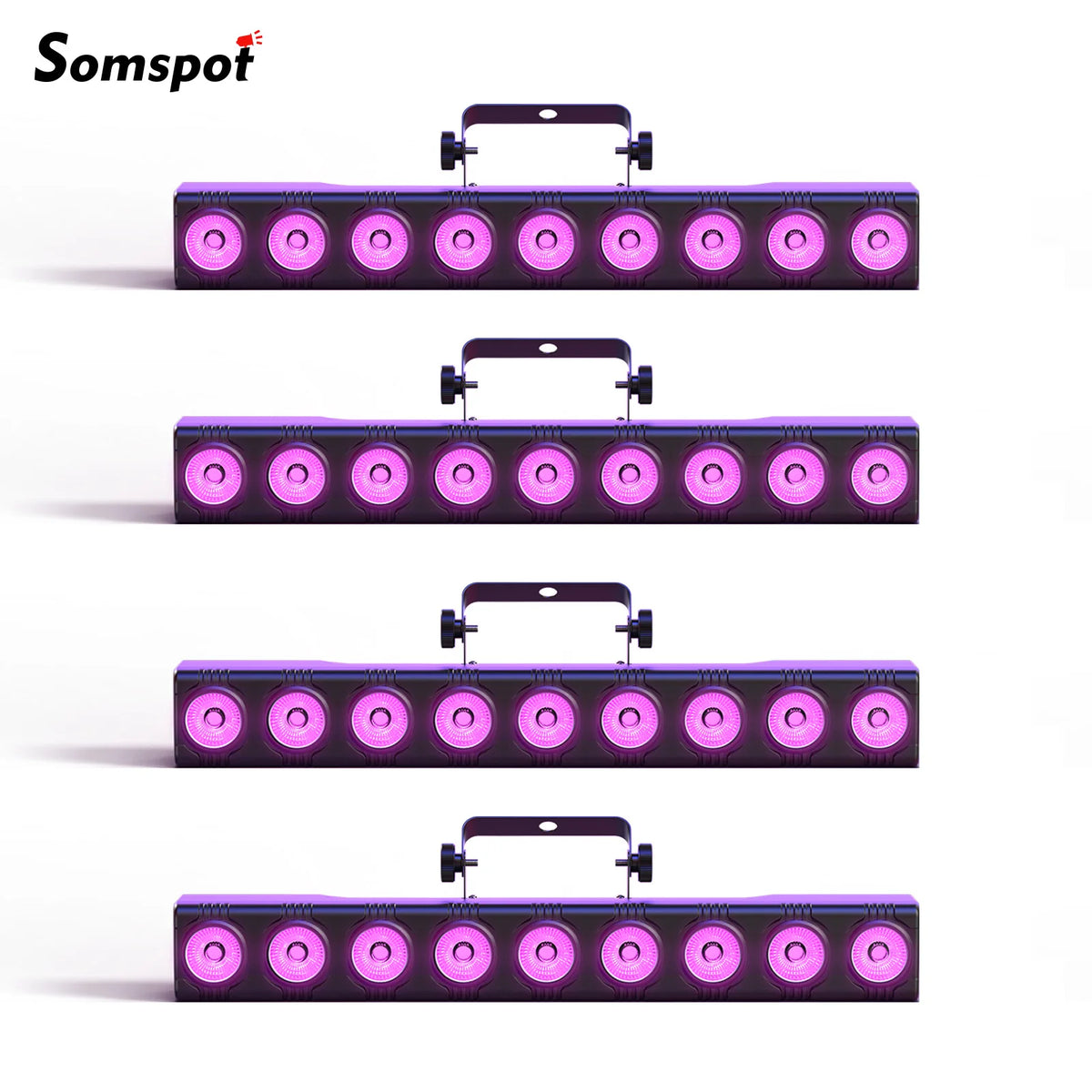 Somspot - Barra de luces LED de pared 4 en 1, RGBW, 9 LED, 9 x 4 W, luces para escenario, discoteca, fiestas, decoración de edificios al aire libre, bodas y espectáculos en vivo (4 unidades)