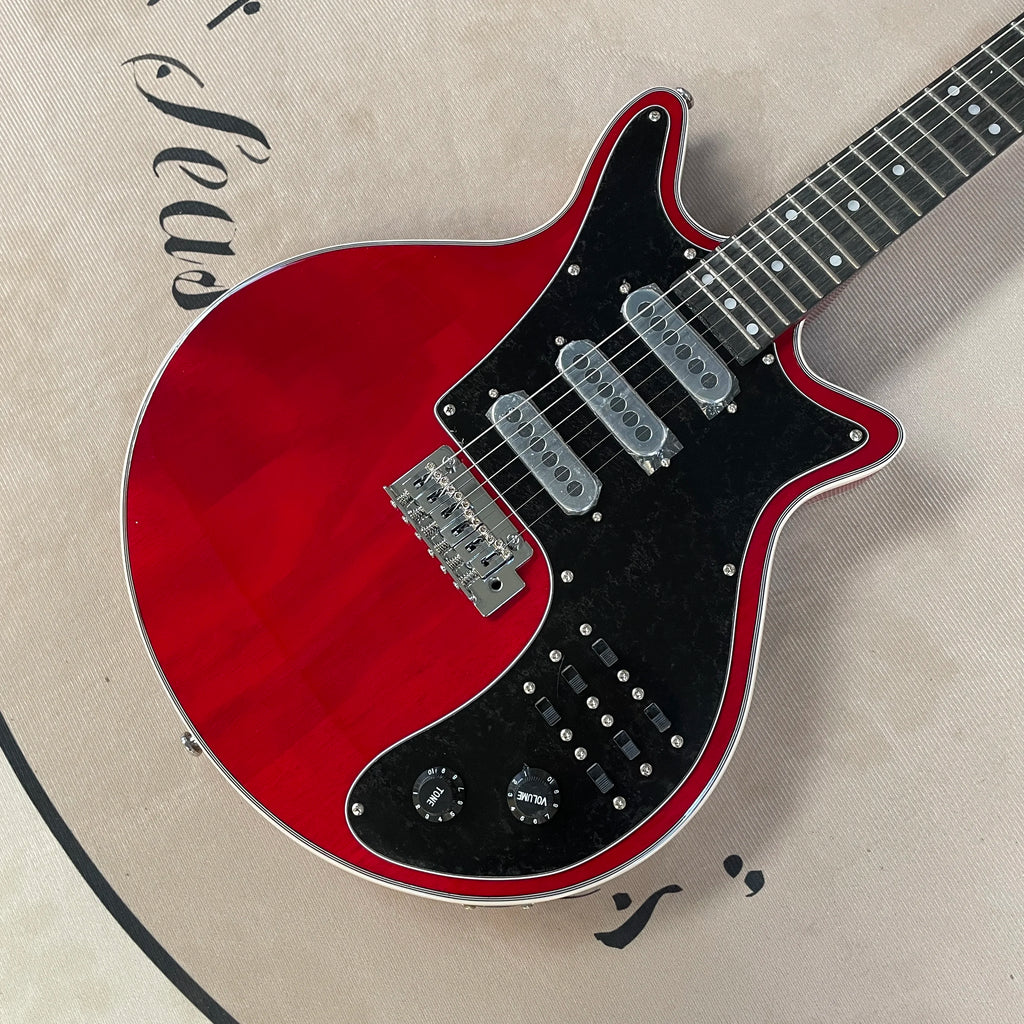 Guitarra eléctrica de 6 cuerdas guitarras rojas herrajes cromados guitarra
